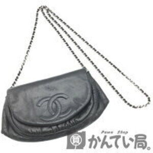 Chanel Half Moon Chain Shoulder Wallet Lambskin